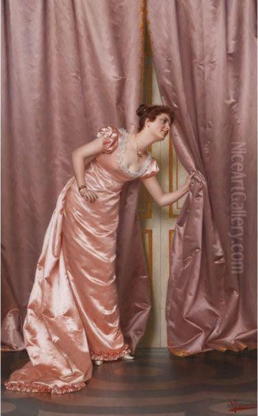 Eavesdropping Oil Painting by Vittorio Reggianini