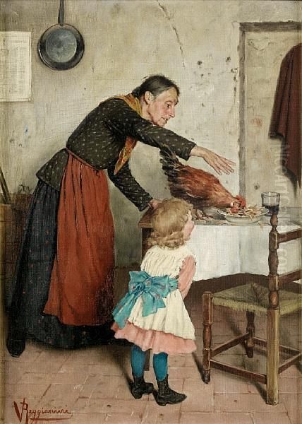 An Unwelcome Guest Oil Painting by Vittorio Reggianini