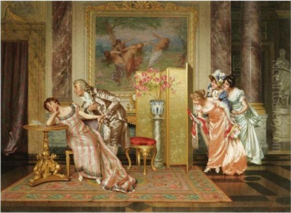 The Proposal Oil Painting by Vittorio Reggianini