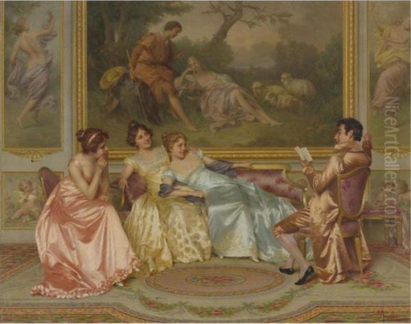 The Storyteller Oil Painting by Vittorio Reggianini