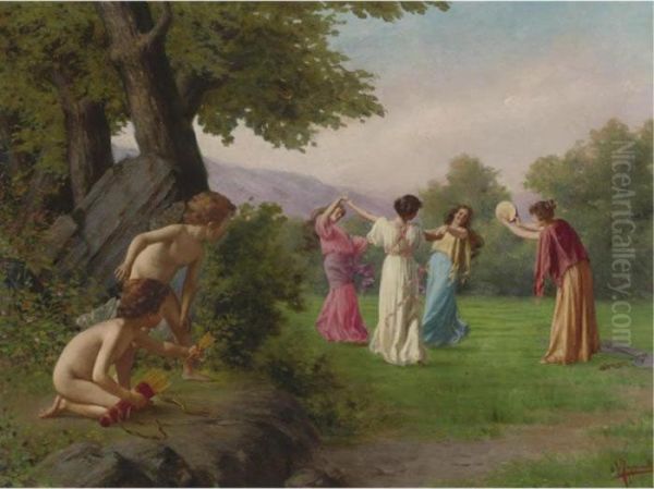 Spying Their Target Oil Painting by Vittorio Reggianini