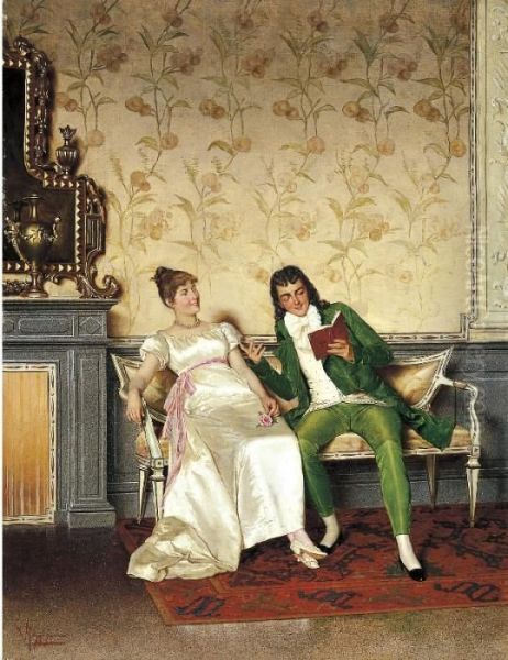 Scena Galante Oil Painting by Vittorio Reggianini