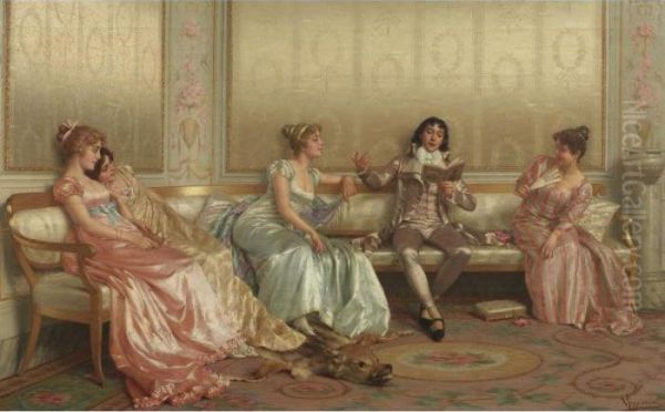 The Lecture Oil Painting by Vittorio Reggianini