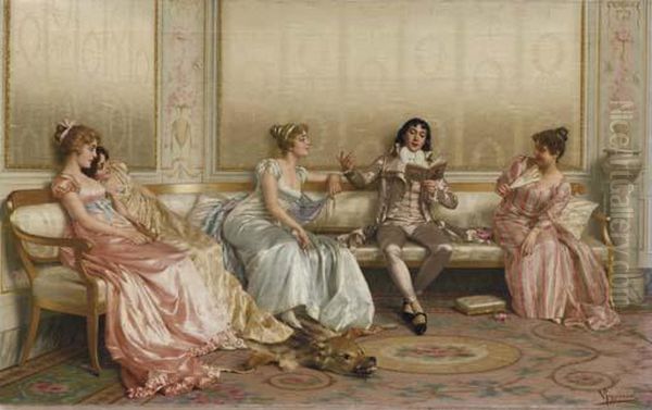 La Lettura Oil Painting by Vittorio Reggianini