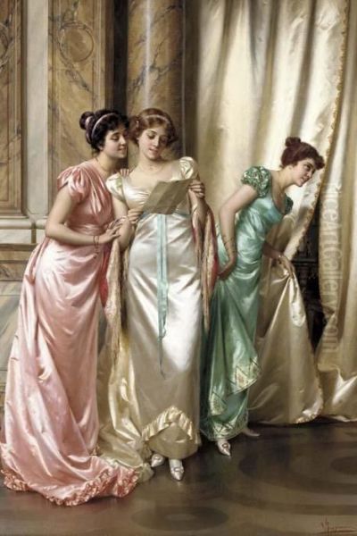 The Eavesdroppers Oil Painting by Vittorio Reggianini