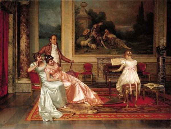 The Piano Recital Oil Painting by Vittorio Reggianini