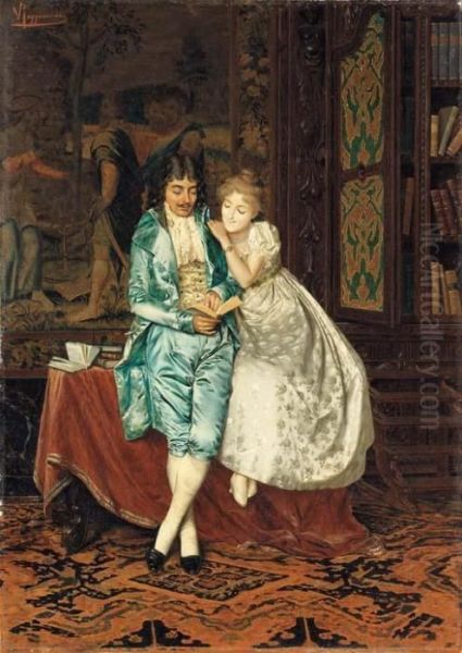 The Poetry Lesson Oil Painting by Vittorio Reggianini