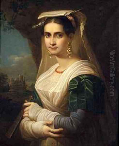 Countrywoman from Albano Oil Painting by Friedrich Ludwig Theodor Doell