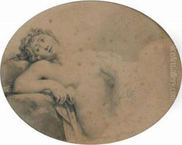 Jupiter Et Antiope ? Oil Painting by Jean-Baptiste Regnault