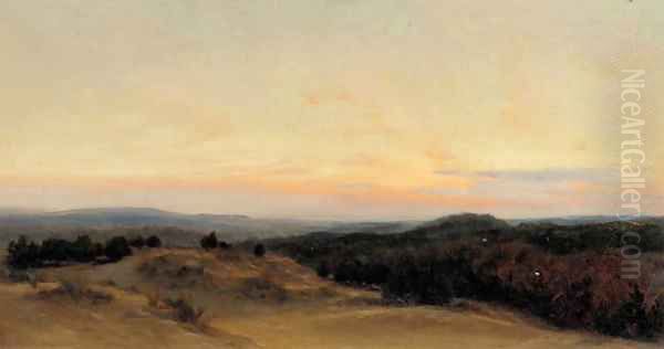 Sunset over the dunes Oil Painting by Henry William Banks Davis