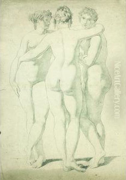 Les Trois Graces Oil Painting by Jean-Baptiste Regnault