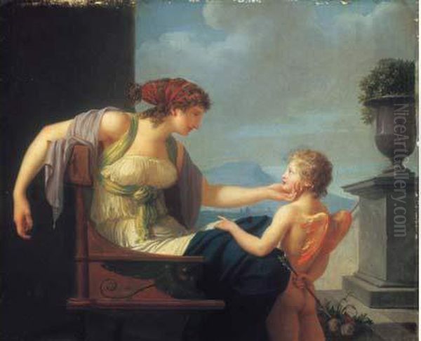 Venus Et Cupidon Oil Painting by Jean-Baptiste Regnault