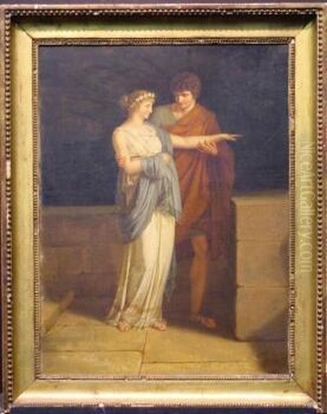 Courting Couple Oil Painting by Jean-Baptiste Regnault