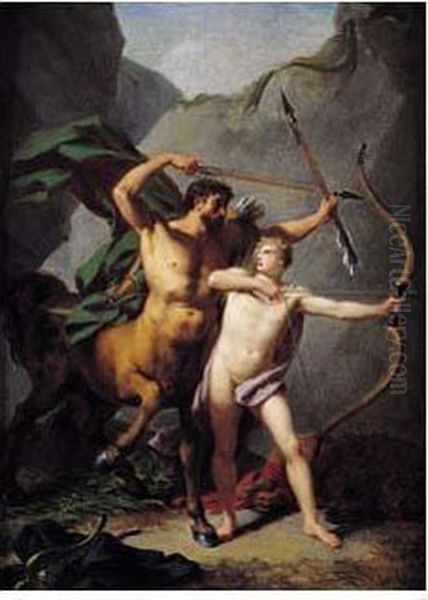 Achille Instruit Par Le Centaure Chiron Oil Painting by Jean-Baptiste Regnault