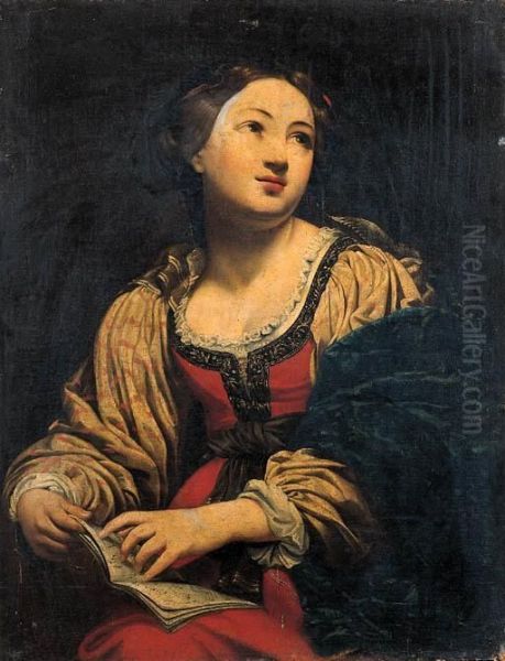 Ragazza A Due Terzi Di Figura Con Uno Spartito Musicale In Mano(allegoria Della Musica?) Oil Painting by Niccolo Renieri (see Regnier, Nicolas)