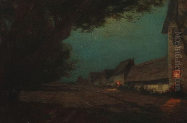 Village At Night Oil Painting by Frank Knox Morton Rehn