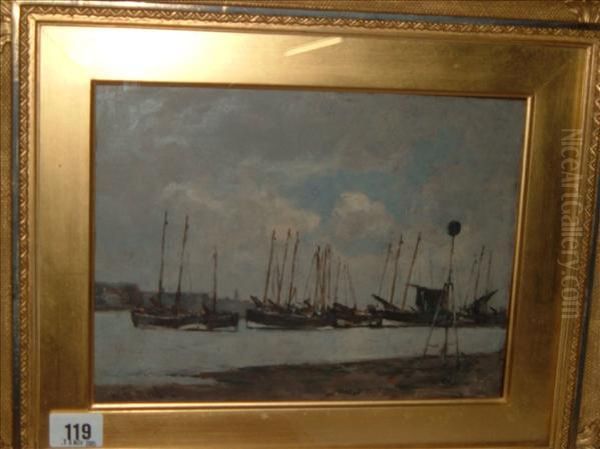 Harbourscene Oil Painting by Archibald David Reid