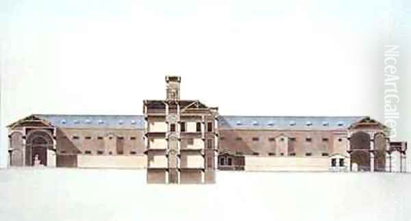 Cross Section of the New Prison in Brussels Oil Painting by Damesme, Louis