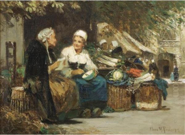 Market Gossip Oil Painting by Flora MacDonald Reid