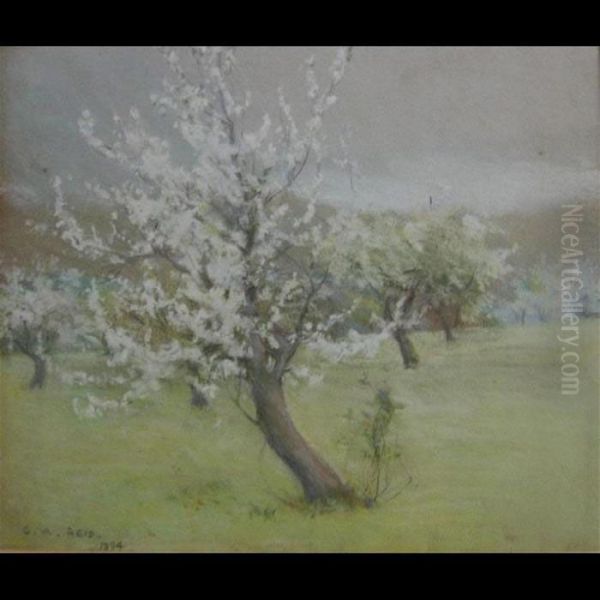 Blossom Trees Oil Painting by George Agnew Reid