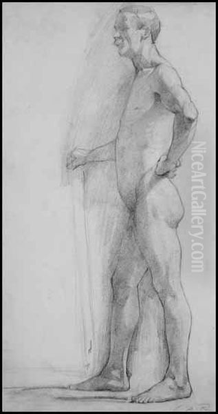 Academic Study Of Male Nude Oil Painting by George Agnew Reid