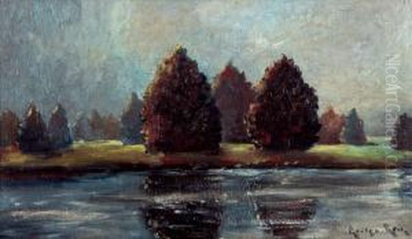 Overlooking The River Oil Painting by George Agnew Reid