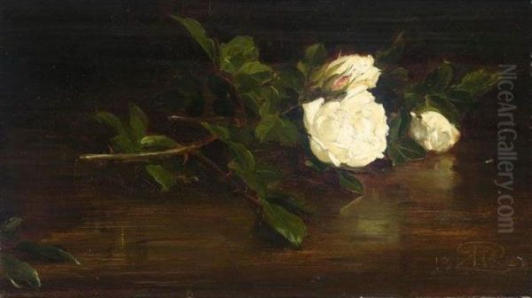 A Still Life Of Christmas Roses Oil Painting by George, Sir Reid