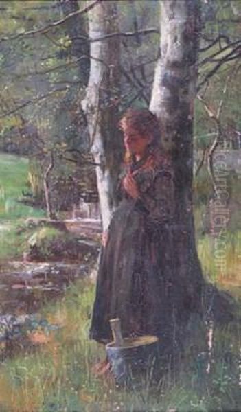 A Rest By The Stream Oil Painting by John Robertson Reid