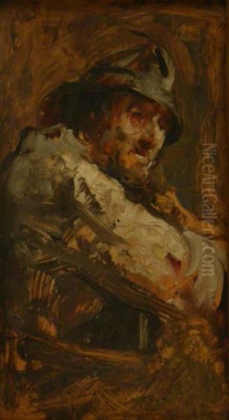 Half Length Study Of A Fisherman Oil Painting by John Robertson Reid