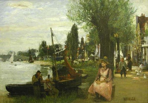 Sitting By The Bank Oil Painting by John Robertson Reid