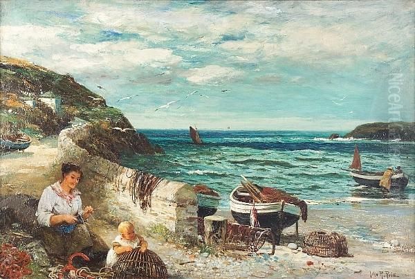 A Cornish Harbour Oil Painting by John Robertson Reid