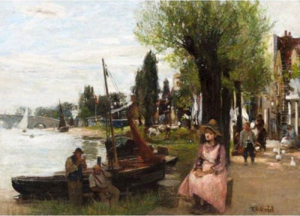 The Riverside Oil Painting by John Robertson Reid