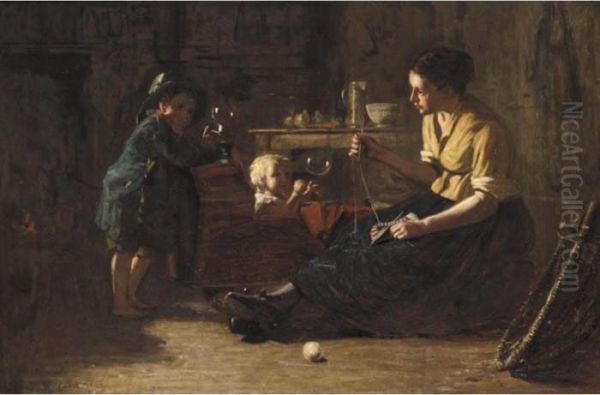 Blowing Bubbles Oil Painting by John Robertson Reid