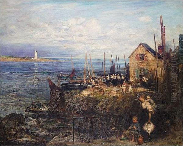 Montrose Harbour Oil Painting by John Robertson Reid