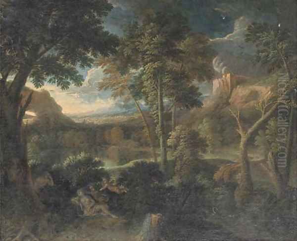 A landscape with Venus and Adonis Oil Painting by Gaspard Dughet