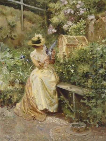 In The Garden Oil Painting by Robert Payton Reid