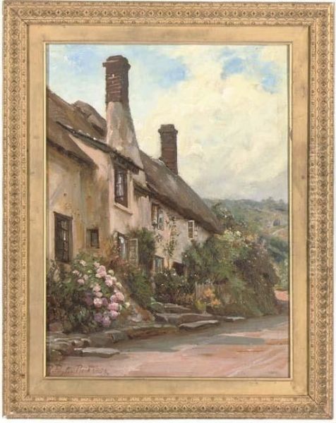 A Thatched Cottage In Summer Oil Painting by Robert Payton Reid