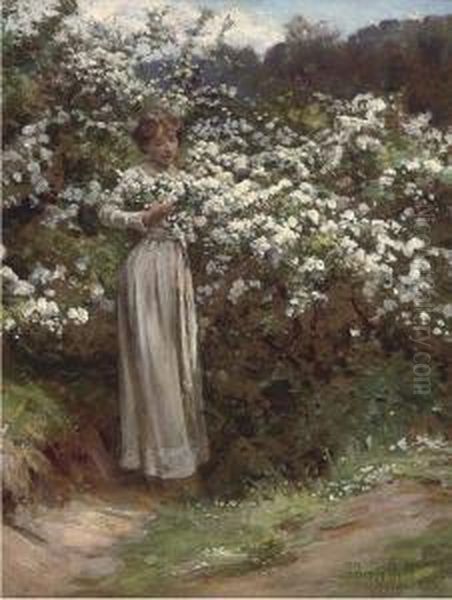 When The Thorn Is White With Blossom Oil Painting by Robert Payton Reid