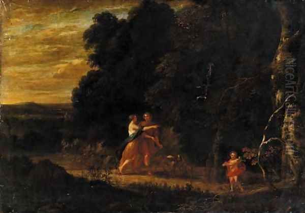 A lovers' stroll Oil Painting by Gaspard Dughet