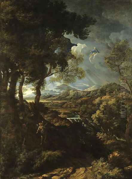 A wooded landscape with Elijah and the Angel Oil Painting by Gaspard Dughet