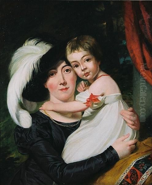 Portrait Of A Mother And Child Oil Painting by Philip Reinagle