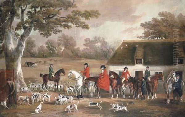 Meet In Dorsetshire With Hunting
 Portraits Of Mr. And Mrs. Francisfane And Other Members Of The Hunt Oil Painting by Philip Reinagle