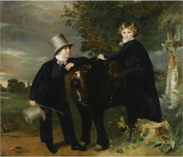 Portrait Of James Arthur Taylor (1817-1889) And His Brother, John Samuel (1819-1831) Oil Painting by Ramsay Richard Reinagle