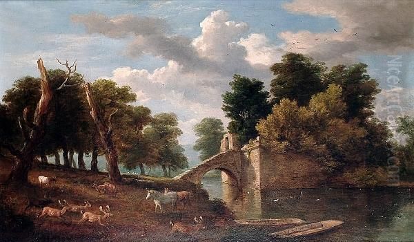 Queen Mary's Bower, Chatsworth Park Oil Painting by Ramsay Richard Reinagle