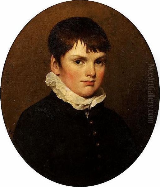 Portrait Of A Young Boy, Bust-length, In A Black Coat With A White Collar Oil Painting by Ramsay Richard Reinagle