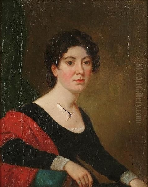 Portrait Half Length, Of A Lady Seated, Wearing A Black Dress Oil Painting by Ramsay Richard Reinagle