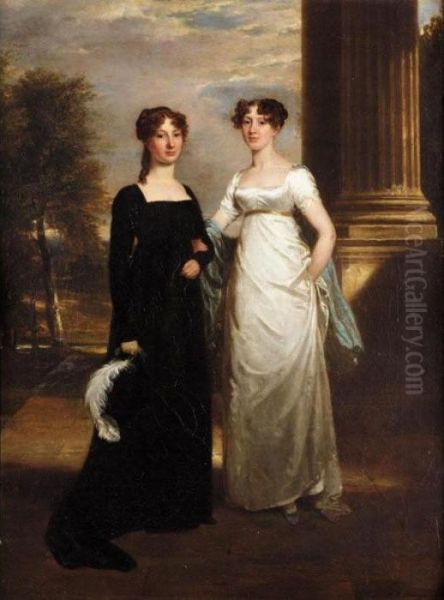 Portrait Of Charlotte And Elizabeth Sullivan, Daughters Of Sir Richard Sullivan Oil Painting by Ramsay Richard Reinagle