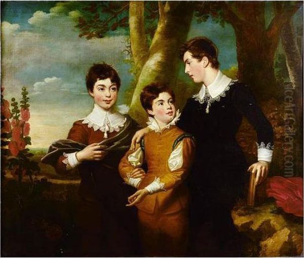 Portrait Of The Three Fitzgerald Brothers Oil Painting by Ramsay Richard Reinagle