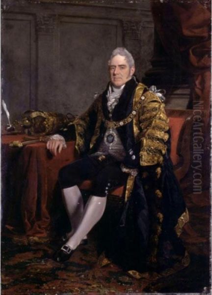 Portrait Of Sir Charles Flower, Bt., Lord Mayor Of London Oil Painting by Ramsay Richard Reinagle