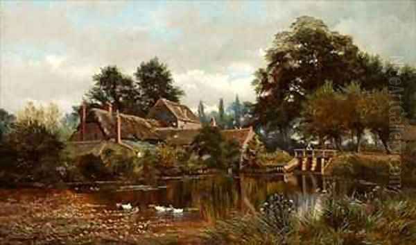 The Back of Walford Mill Wimborne Oil Painting by Arthur Davis